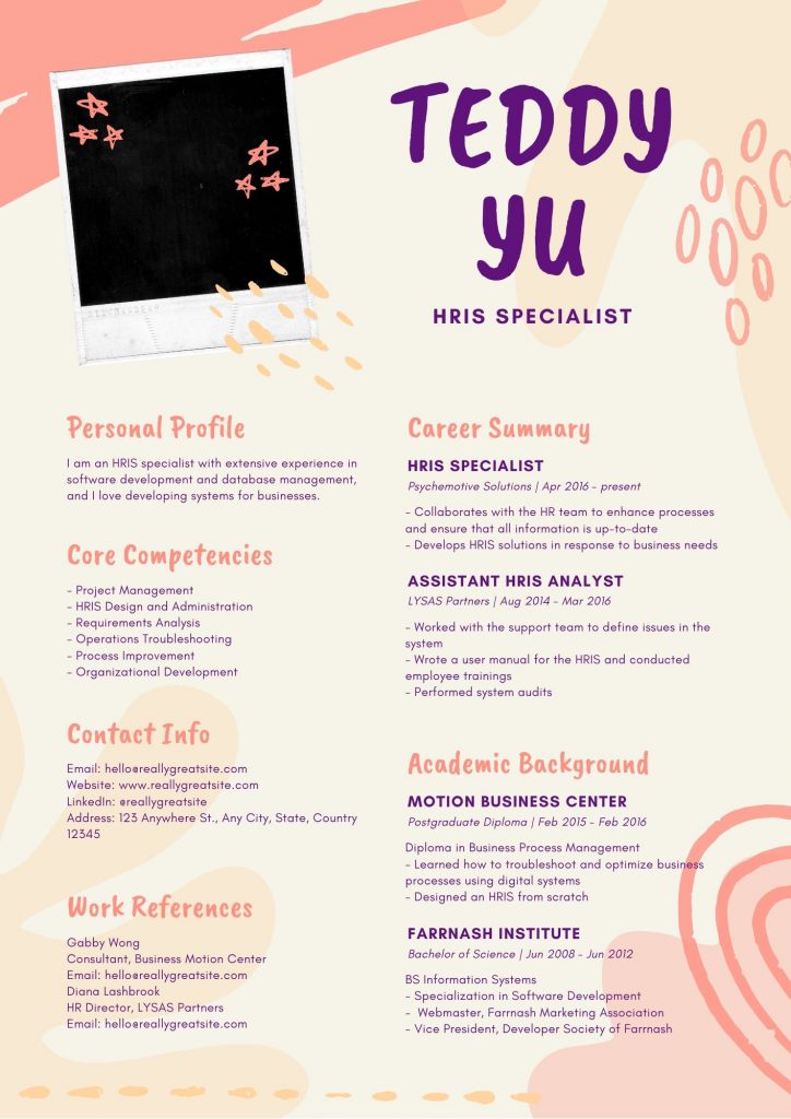 currículum original y profesional