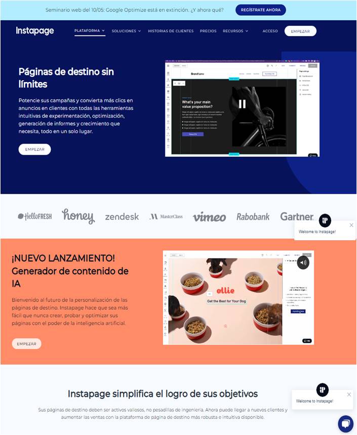 ejemplos de landing page