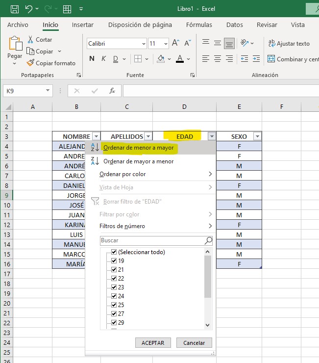 curso básico de excel