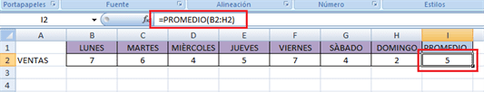sacar promedio en excel