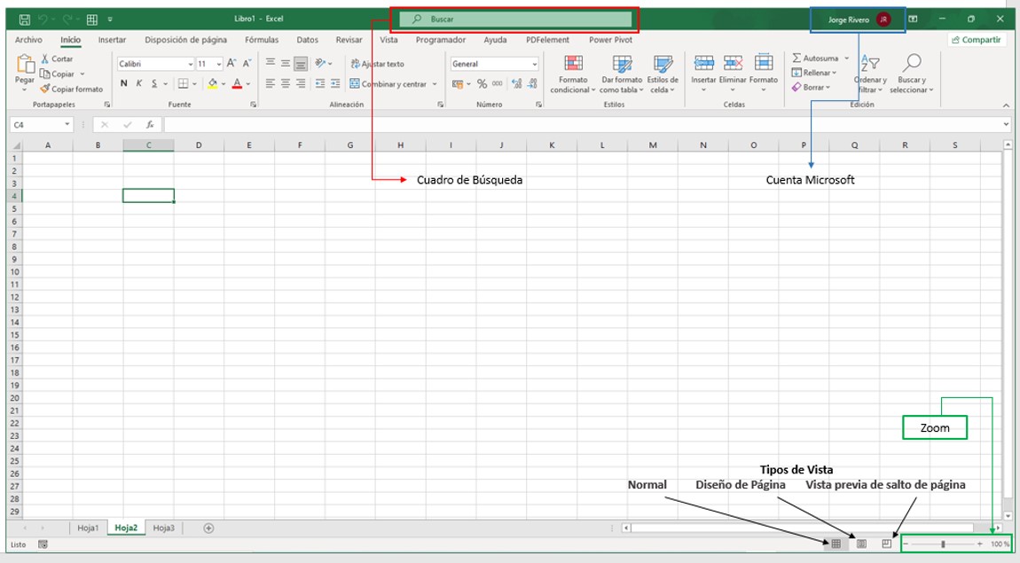 partes de excel