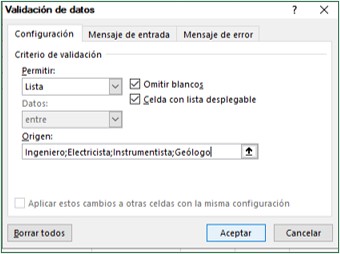 lista desplegable en Excel