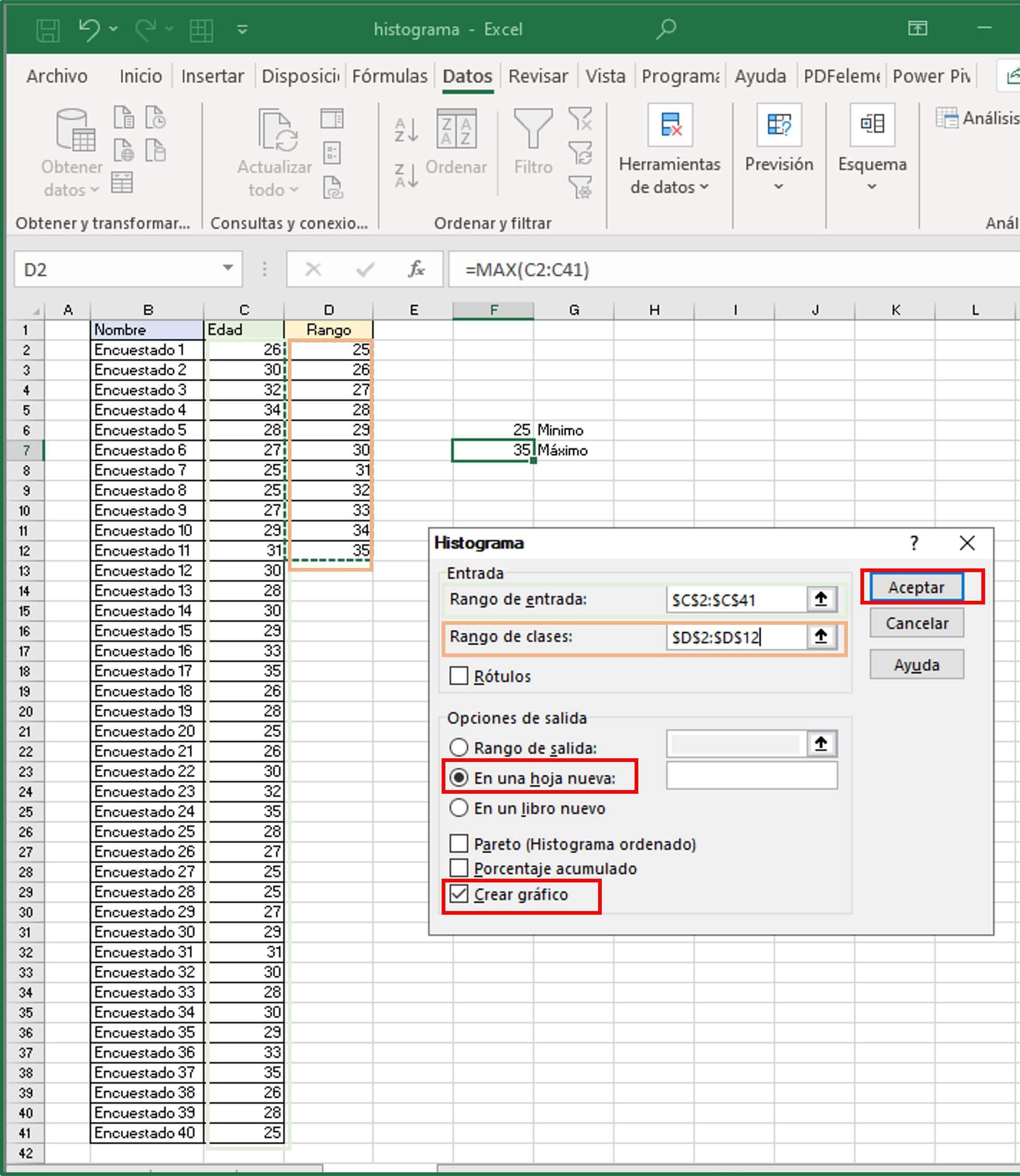 histograma en Excel