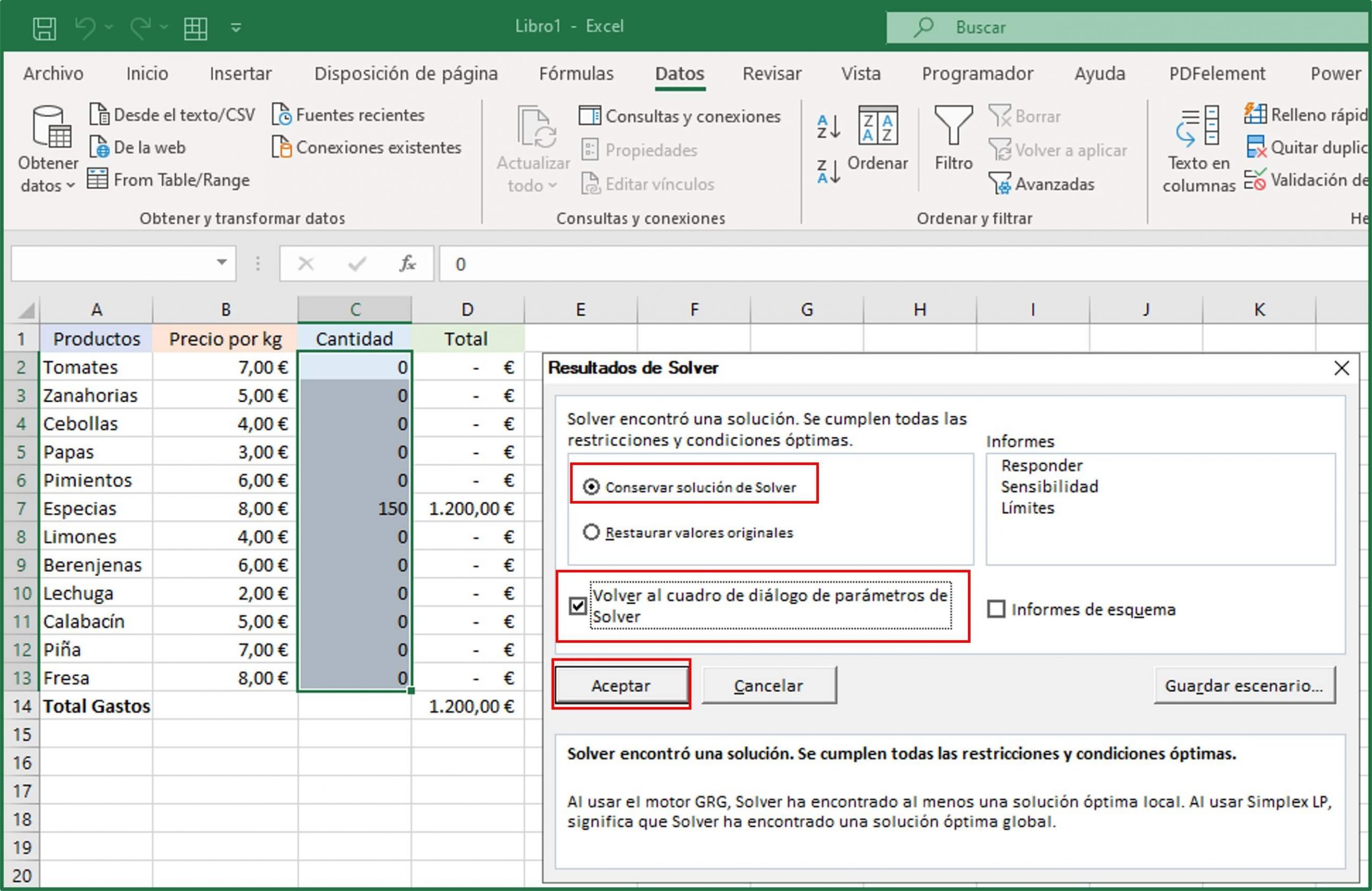 Solver en Excel