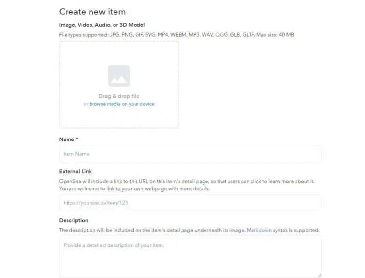 cómo crear nft en opensea