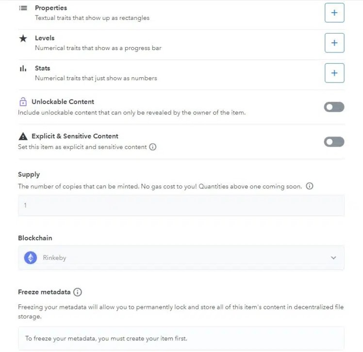 cómo crear nft en opensea