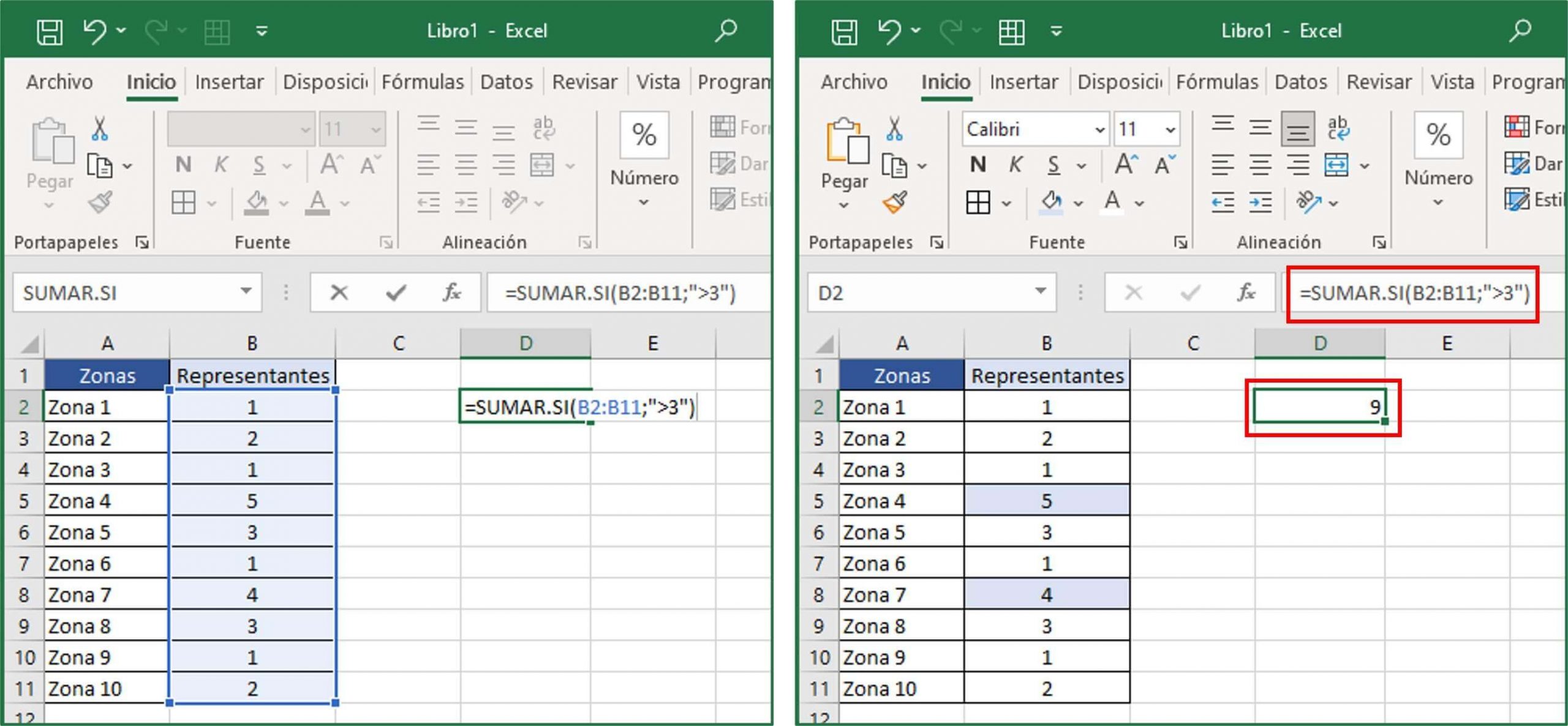 SUMAR.SI en Excel