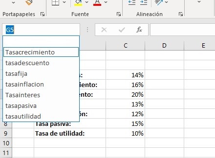 cuadro de nombres de excel