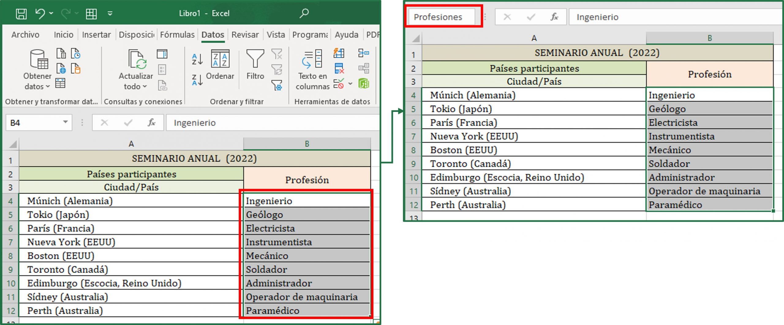 lista desplegable en Excel