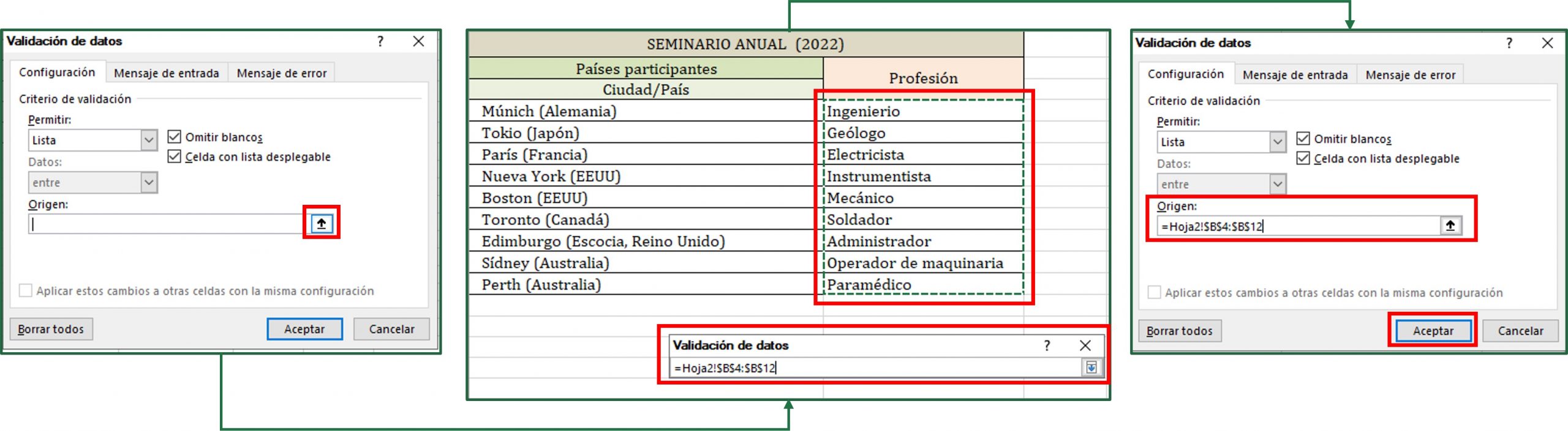 lista desplegable en Excel
