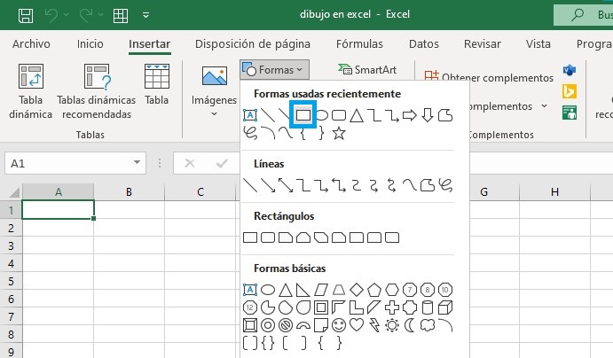 hacer dibujos en excel